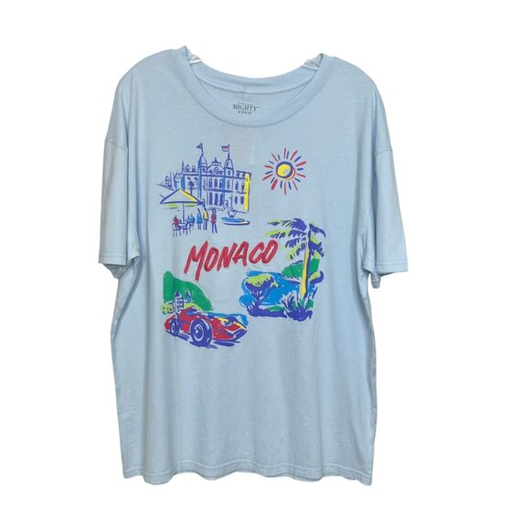 Mighty Fine Monaco Graphic Tee Tshirt Embroidery Blue Size Medium New - Picture 1 of 8